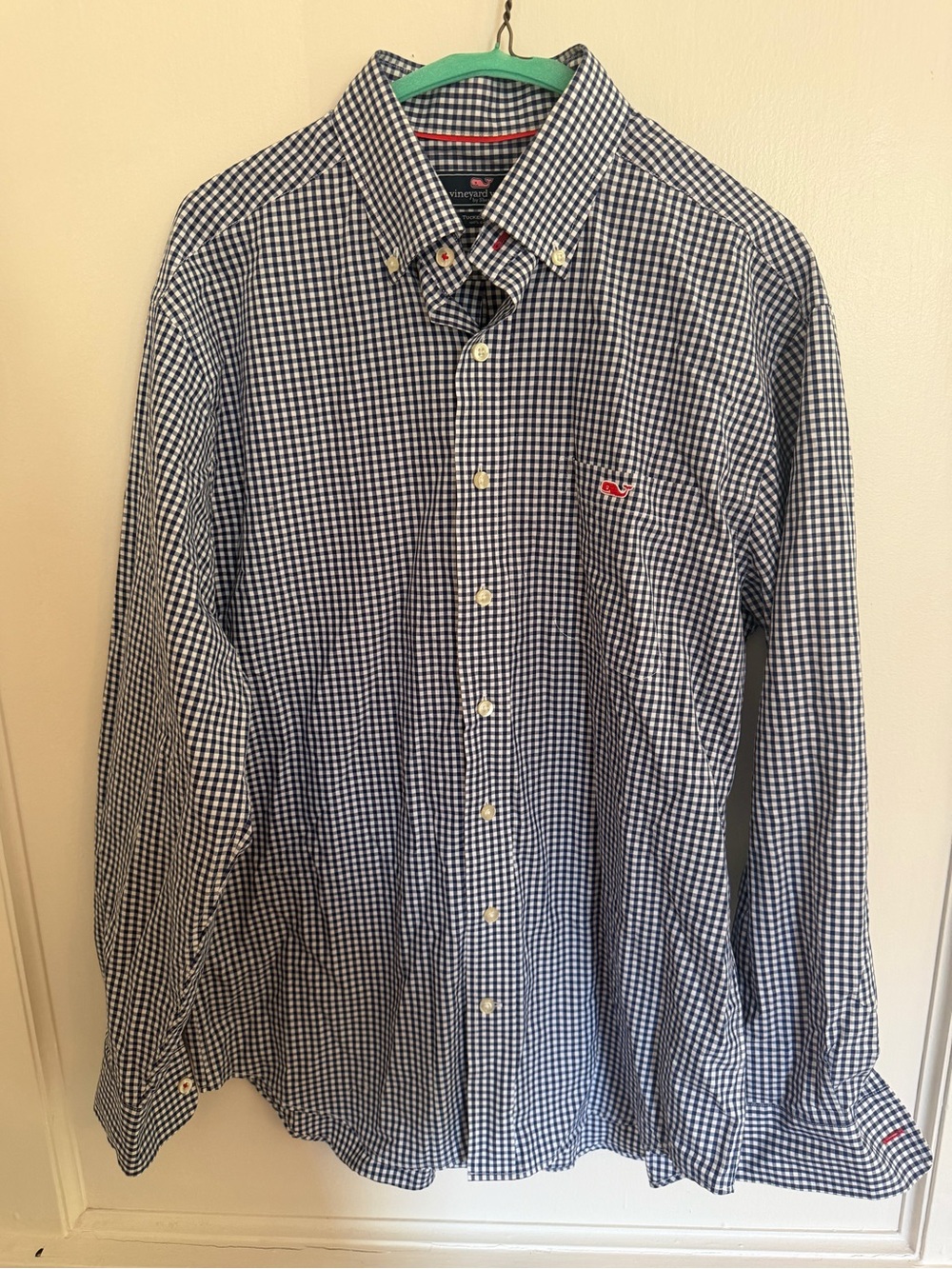 Vineyard Vines Tucker Shirt Med Men’s Navy and White Gingham Button-Down Shirt